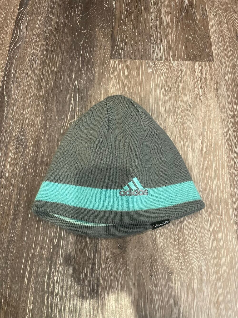 vintage y2k grey and turquoise adidas hat